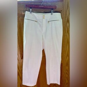 Lauren Ralph Lauren Pants White Cotton Elastane Zippers Two Pockets Snaps  Sz 12